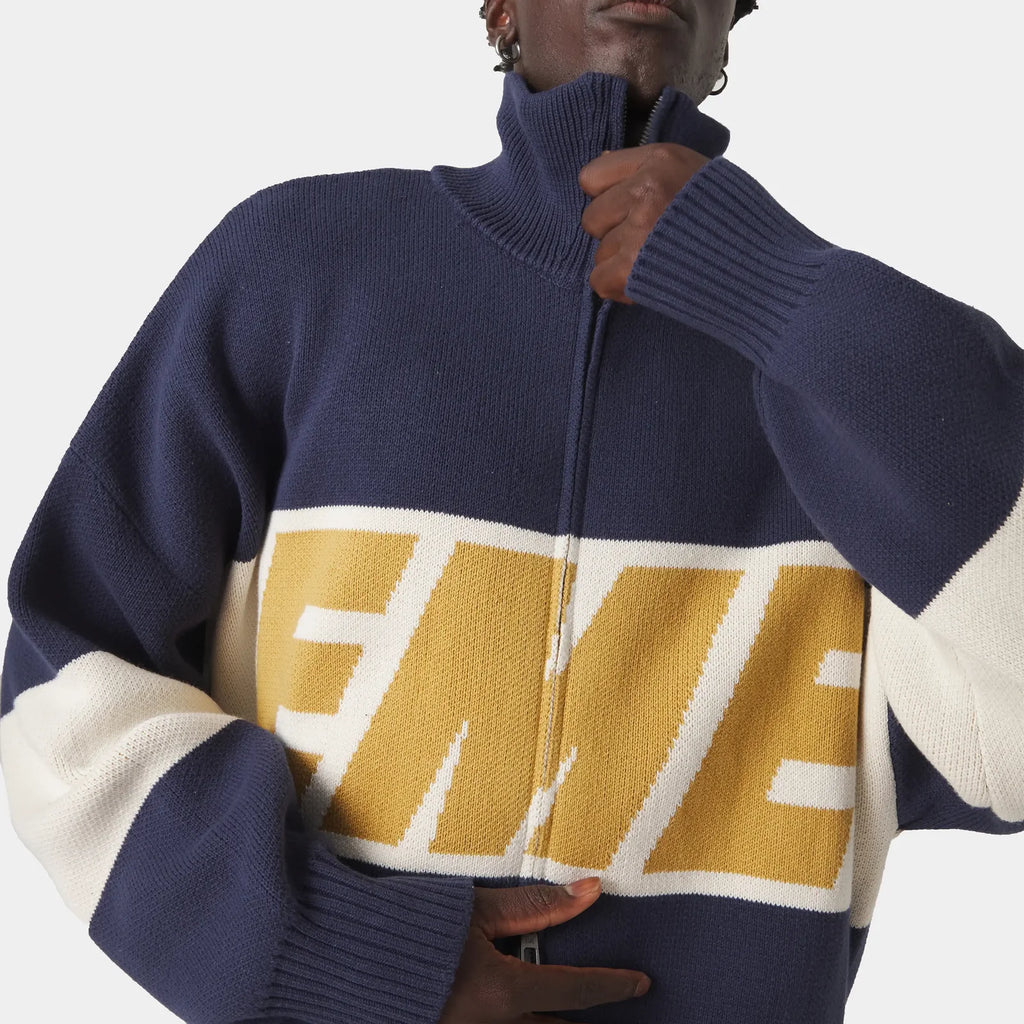 Zip Knit Eme Studios Navy Mustard
