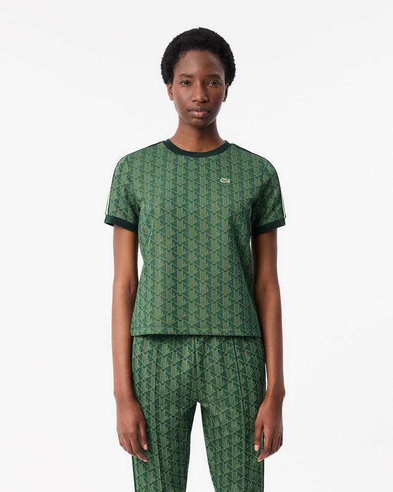 Remera femenina Lacoste “Monogram Jacquard Green”