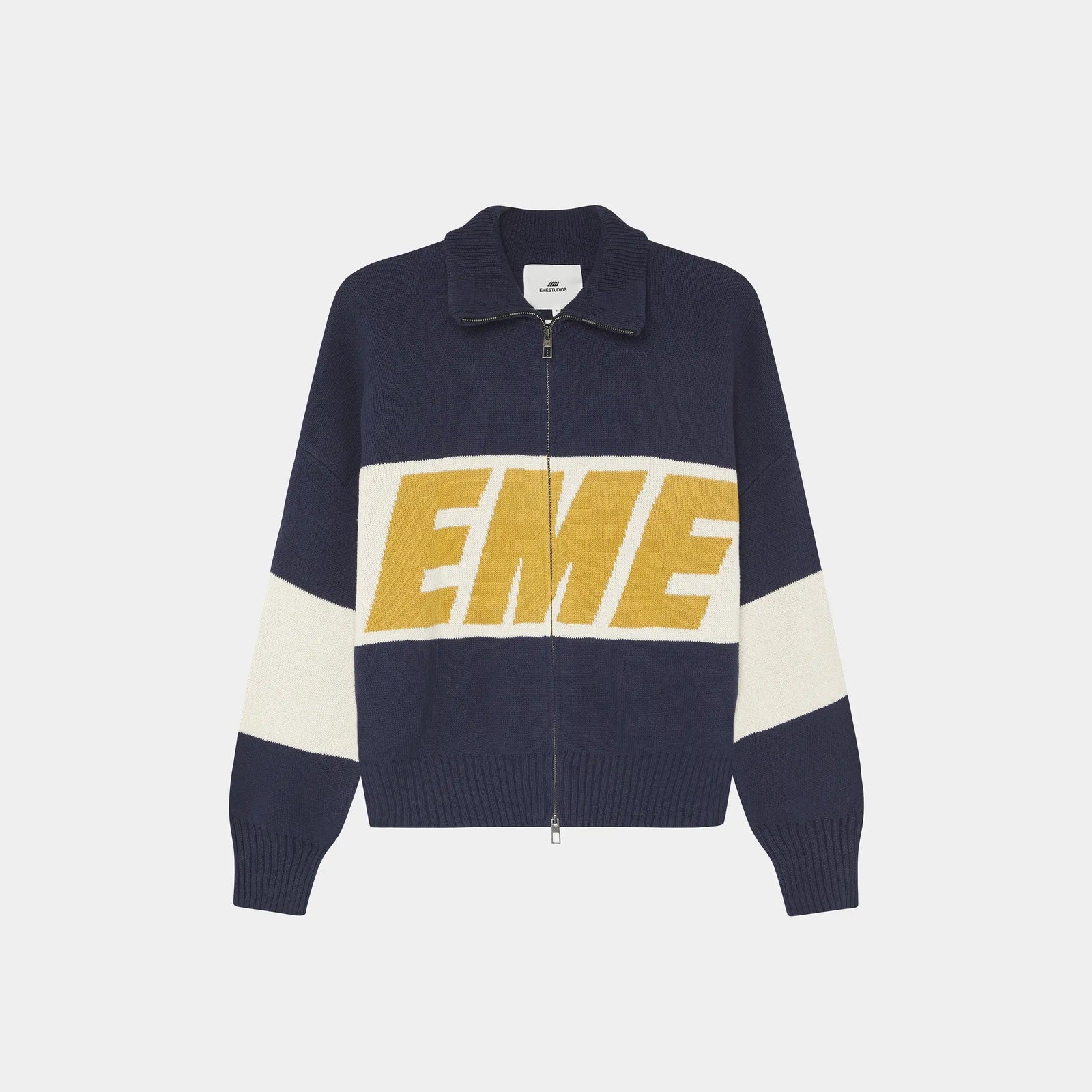 Zip Knit Eme Studios Navy Mustard