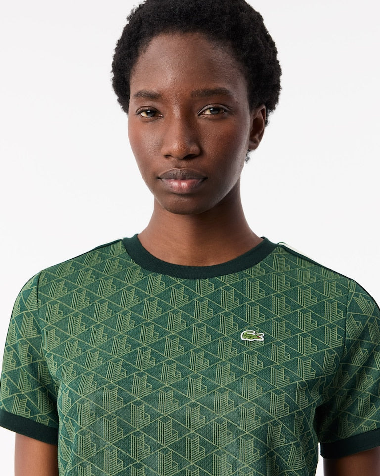 Remera femenina Lacoste “Monogram Jacquard Green”