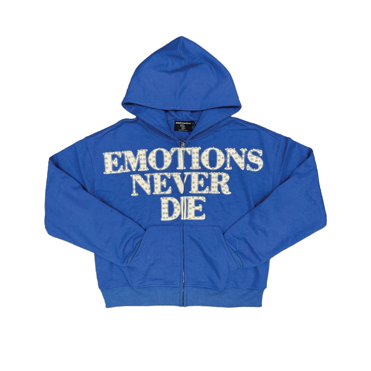 Campera Mixed Emotion Blue “End” Rhinestone