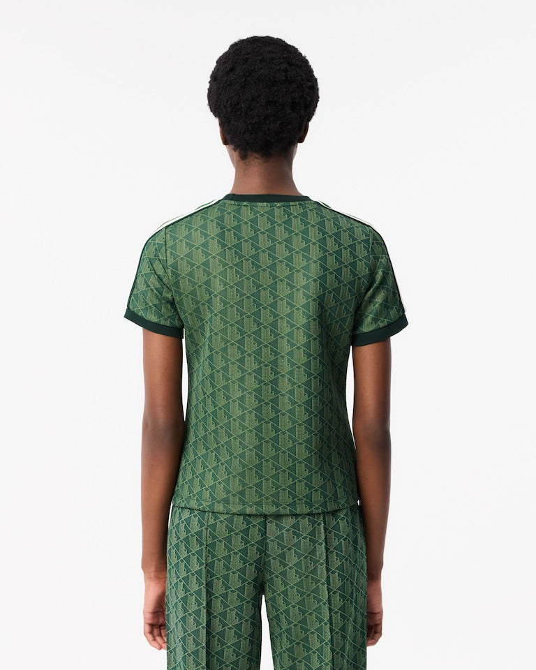 Remera femenina Lacoste “Monogram Jacquard Green”
