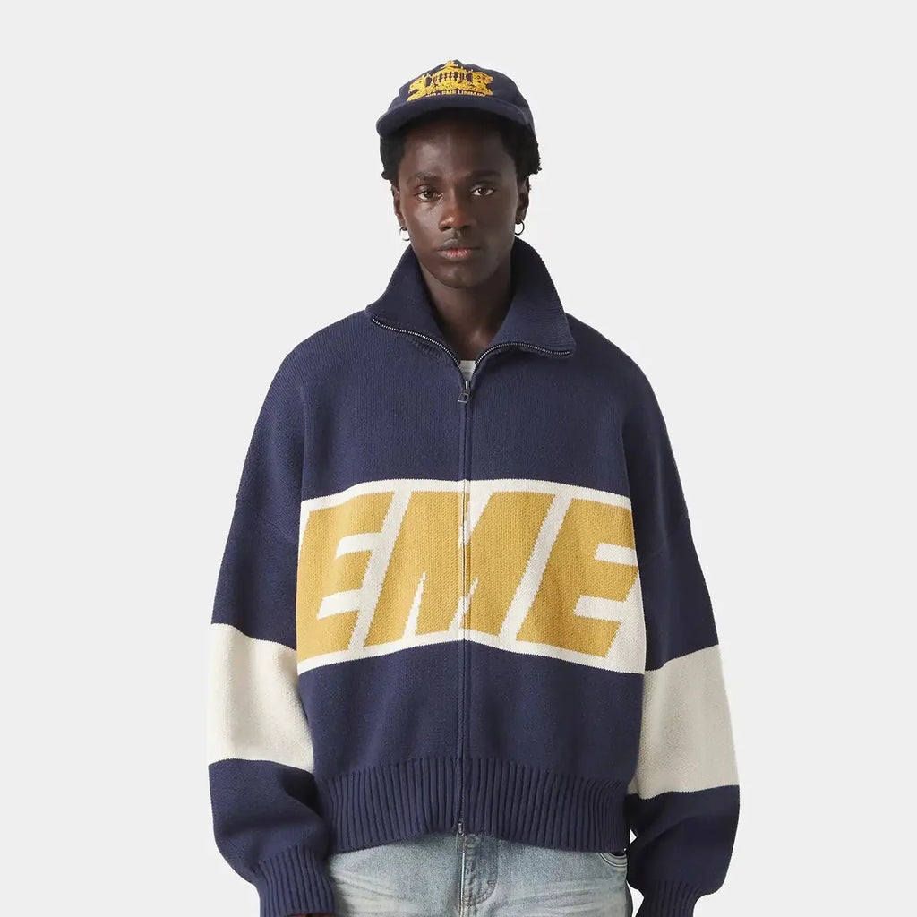 Zip Knit Eme Studios Navy Mustard