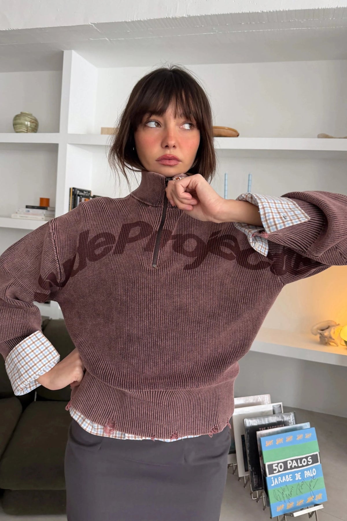 Suéter medio cierre Nude Project Beast Quarter Brown