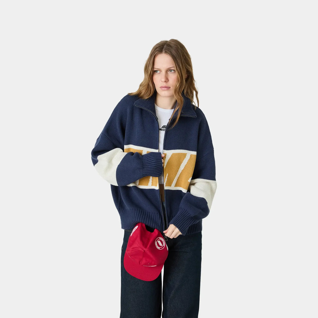 Zip Knit Eme Studios Navy Mustard