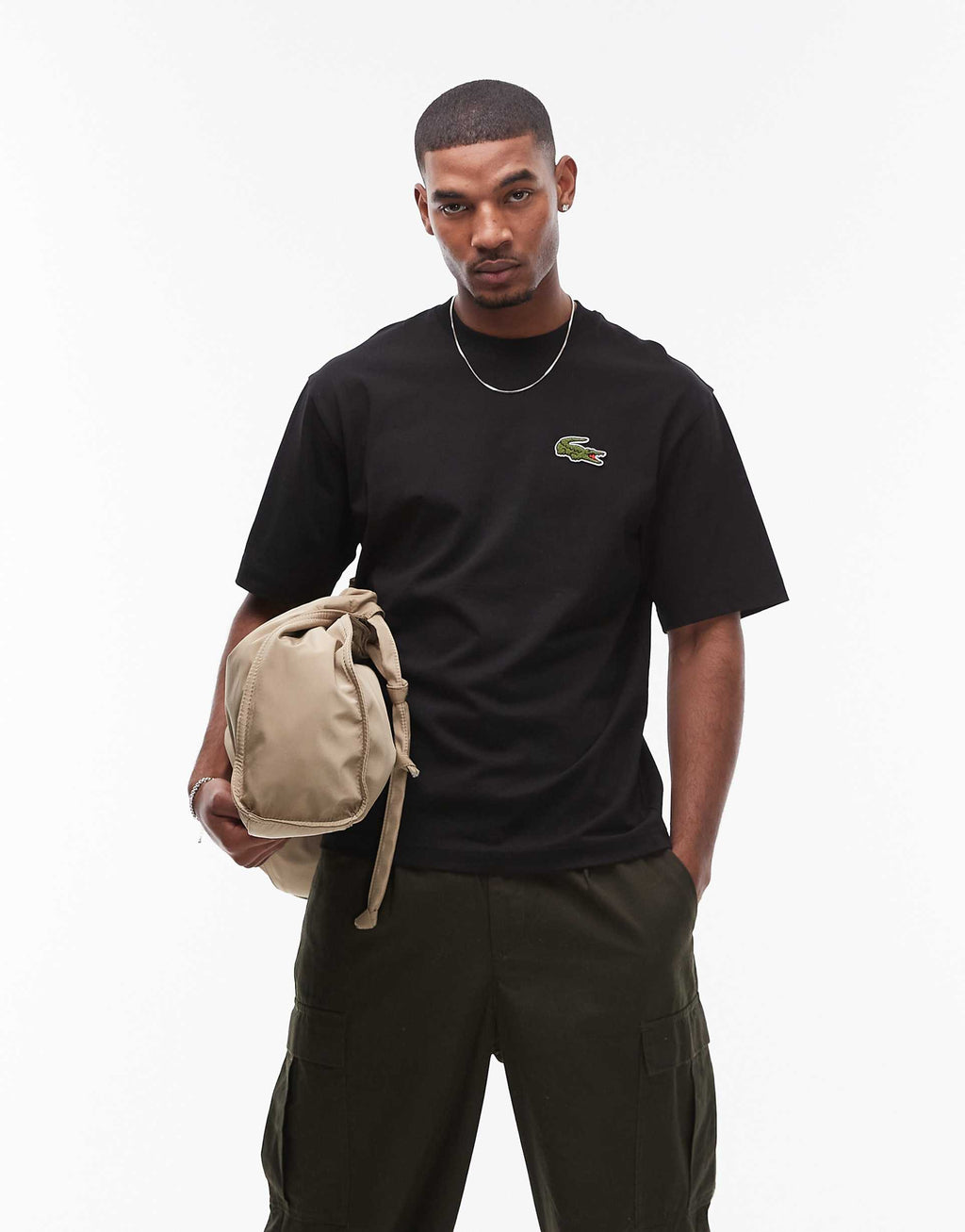 Remera Lacoste Heavy Cotton Black Oversize