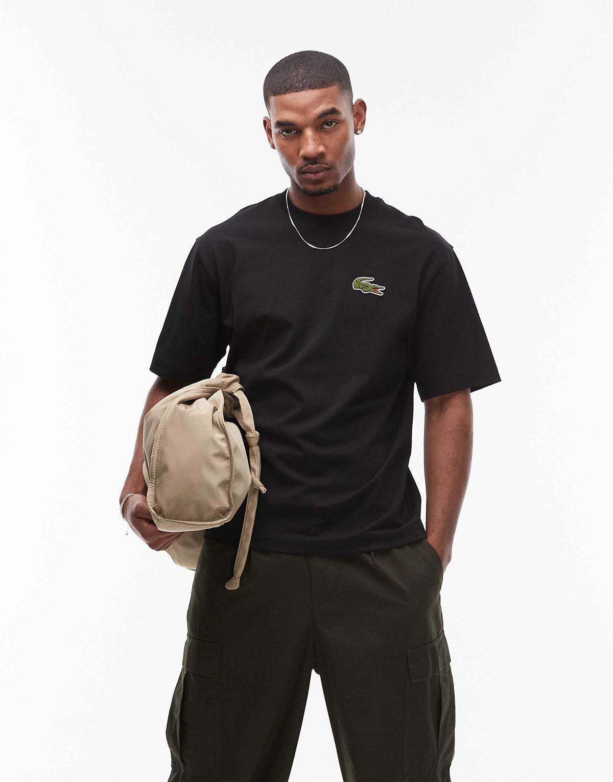 Remera Lacoste Heavy Cotton Black Oversize