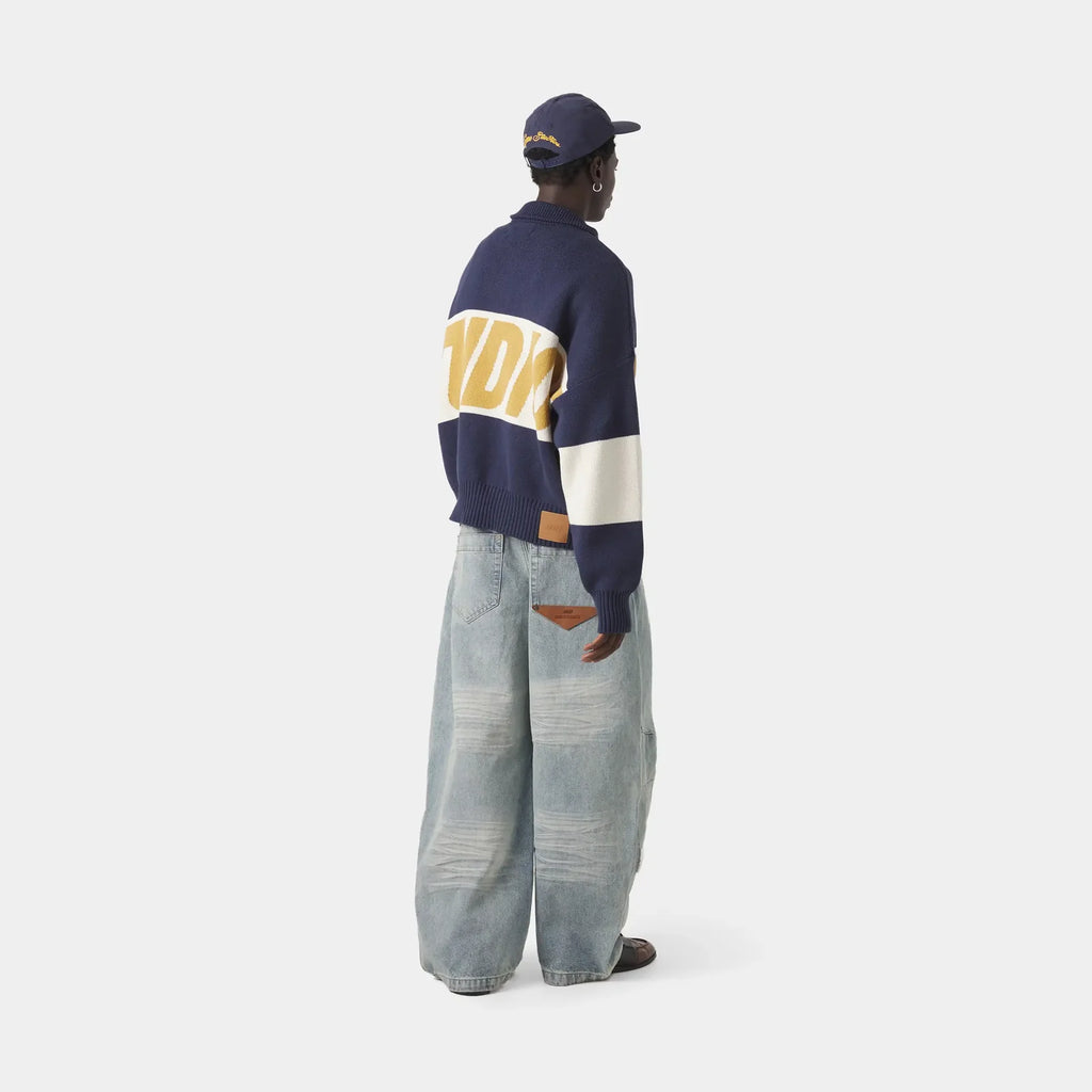 Zip Knit Eme Studios Navy Mustard