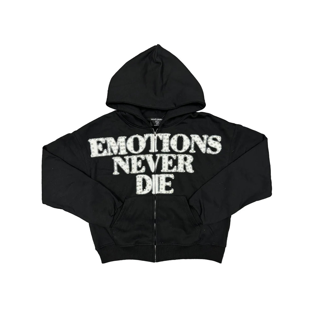 Zip Mixed Emotion Black “End” Rhinestone