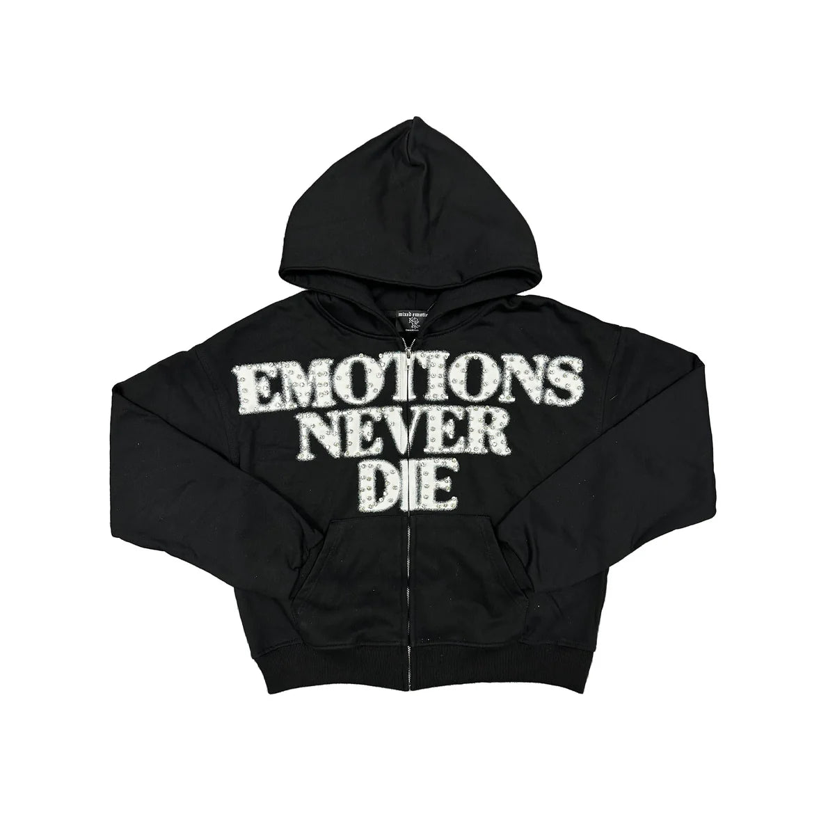 Zip Mixed Emotion Black “End” Rhinestone
