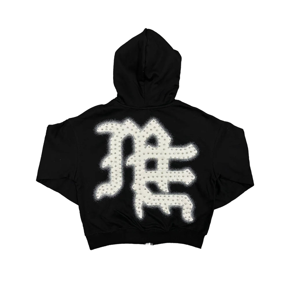 Zip Mixed Emotion Black “End” Rhinestone