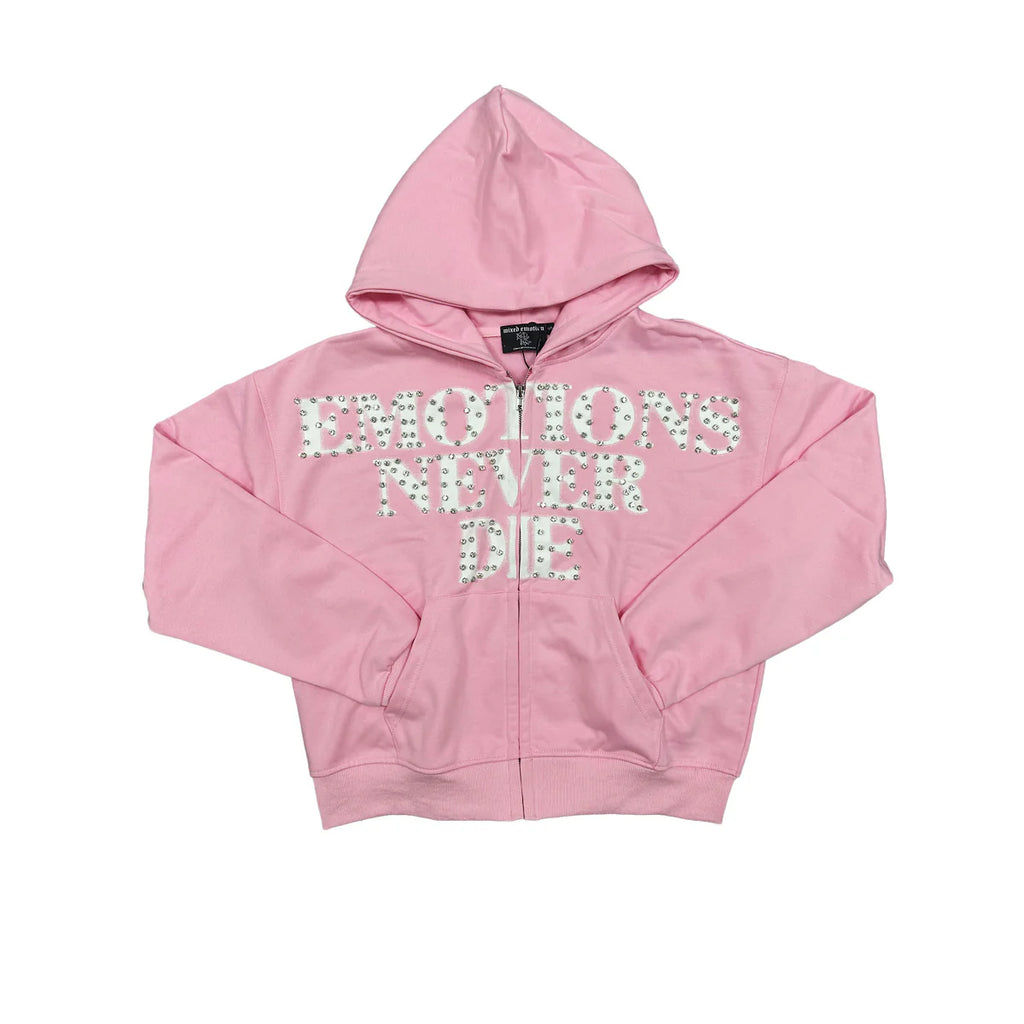 Zip Mixed Emotion Pink “End” Rhinestone