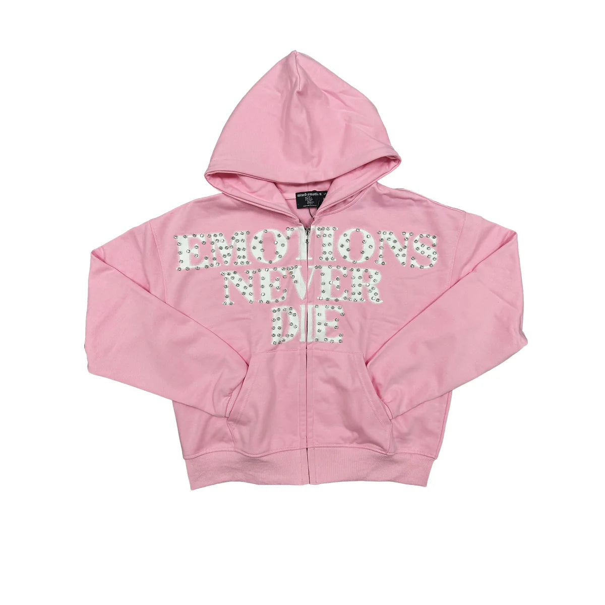 Zip Mixed Emotion Pink “End” Rhinestone